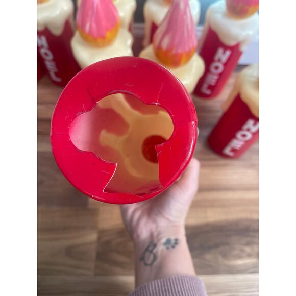 Noel Christmas Holiday Candle 9 Blow Mold Light Covers 1950s - Picture 4 of 5